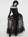 Black Gothic Bird Cage Drawstring Bustle Skirt