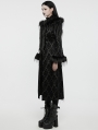 Black Retro Gothic Gorgeous Jacquard Double-Breasted Long Coat for Women