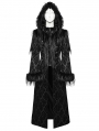 Black Retro Gothic Gorgeous Jacquard Double-Breasted Long Coat for Women