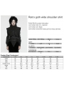 Black Retro Gothic Wide Shoulder Ruffle Long Sleeve Shirt for Women