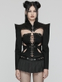 Black Gothic Punk Spiked Rivet Ultra Short Jacket for Women