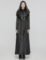 Black Gothic Texture Pleated Witch Hooded Long Coat for Women