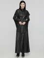 Black Gothic Texture Pleated Witch Hooded Long Coat for Women