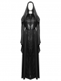 Black Gothic Texture Pleated Witch Hooded Long Coat for Women