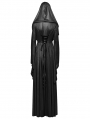 Black Gothic Texture Pleated Witch Hooded Long Coat for Women