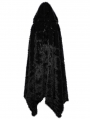 Black Gothic Faux Silver Fox Fur Winter Warm Hooded Cloak for Women