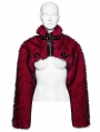 Black and Red Gothic Punk Personalized Zipper Short Fur Jacket for Women