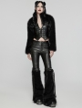 Black Gothic Punk Personalized Zipper Short Fur Jacket for Women