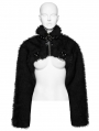 Black Gothic Punk Personalized Zipper Short Fur Jacket for Women