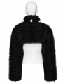 Black Gothic Punk Personalized Zipper Short Fur Jacket for Women