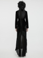 Black Retro Gothic Embroidered Stand Collar Velvet Coat for Women