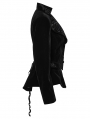 Black Retro Gothic Embroidered Stand Collar Velvet Coat for Women