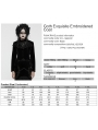 Black Retro Gothic Embroidered Stand Collar Velvet Coat for Women