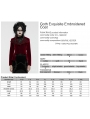 Red Retro Gothic Embroidered Stand Collar Velvet Coat for Women