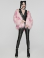 Pink Gothic Leopard Print Lined Faux Fur Jacket for Women