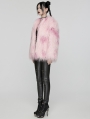 Pink Gothic Leopard Print Lined Faux Fur Jacket for Women