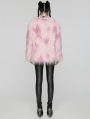 Pink Gothic Leopard Print Lined Faux Fur Jacket for Women