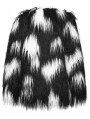 Black and White Gothic Leopard Print Lined Faux Fur Jacket for Women