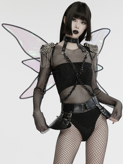 Iridescent Black Punk Gothic Butterfly Wings Harness