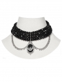 Black and Silver Gothic Noble Beaded Bat Pendant Choker