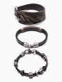 Black and Coffee Gothic Punk Vintage Bracelet Three-Piece Set