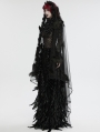 Black Gothic Bridal 3D Rose Feather Mesh Lace Hem Veil