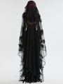 Black Gothic Bridal 3D Rose Feather Mesh Lace Hem Veil