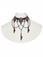 Black Gothic Halloween Red Rose Blade Pendant Choker