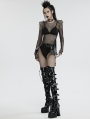 Black Gothic Punk Sexy Rhinestone Mesh Bodysuit