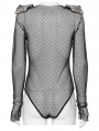 Black Gothic Punk Sexy Rhinestone Mesh Bodysuit