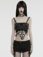 Black Gothic Punk Hot Girl PU Hollow Heart Shape Crop Top