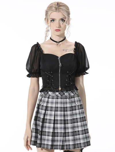 Black Fashion Gothic Grunge Daily Wear Short Top for Women