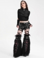 Black and Red Gothic Punk Cross Plush Leg Warmers for Women