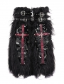 Black and Red Gothic Punk Cross Plush Leg Warmers for Women