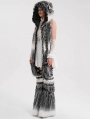 Black and White Gothic Punk Faux Fur Leg Warmers for Women