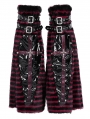 Black and Red Striped Gothic Punk Leg Warmers for Women