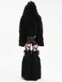 Black Gothic Faux Fur Short Hooded Jacket for Women