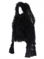 Black Gothic Faux Fur Short Hooded Jacket for Women