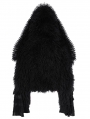 Black Gothic Faux Fur Short Hooded Jacket for Women