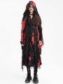 Black and Red Gothic Distressed Irregular Ripped Jacket for Women