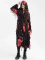 Black and Red Gothic Distressed Irregular Ripped Jacket for Women