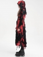 Black and Red Gothic Distressed Irregular Ripped Jacket for Women