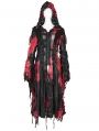 Black and Red Gothic Distressed Irregular Ripped Jacket for Women