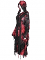 Black and Red Gothic Distressed Irregular Ripped Jacket for Women