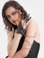 Black Gothic Punk Synthetic Leather Claw Party Finger Gloves for Women