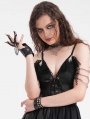 Black Gothic Punk Synthetic Leather Claw Party Finger Gloves for Women