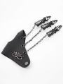 Black Gothic Punk Synthetic Leather Claw Party Finger Gloves for Women