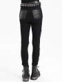 Black Gothic Punk Distressed Slim Fit Long Pants for Women