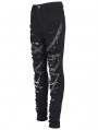 Black Gothic Punk Distressed Slim Fit Long Pants for Women