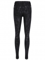 Black Gothic Punk Skull Studded Skinny Zip-Up Pants for Women